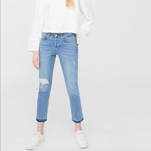 Mango Retro Straight leg Ripped Jeans